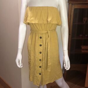 Strapless Dress Mustard Color Size Medium